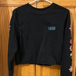 Vans Black Long Sleeve Top with Floral Sleeves